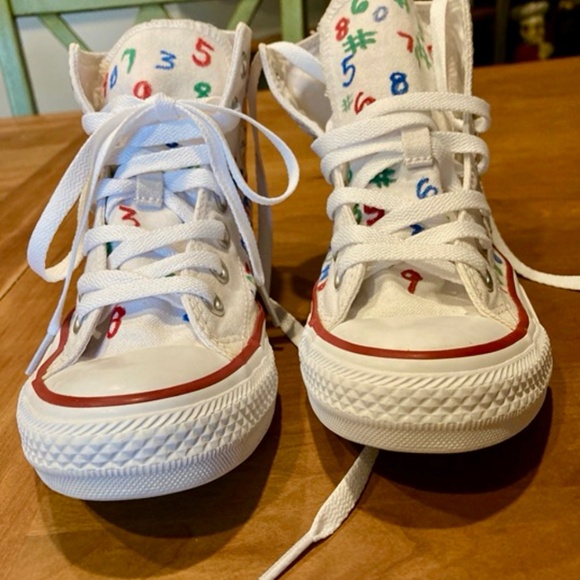 Converse Custom Hand-Painted Unisex High-Top Sneakers W5.5 M3.5 Low Price! - Picture 2 of 4